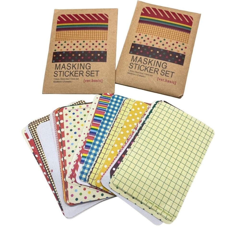 masking sticker set of 2 65x90mm 54 sheets dots stripes multi color READ